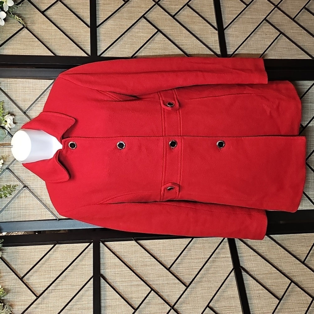 Calvin Klein Wool Blend Mid Red Dress Coat | Size 4